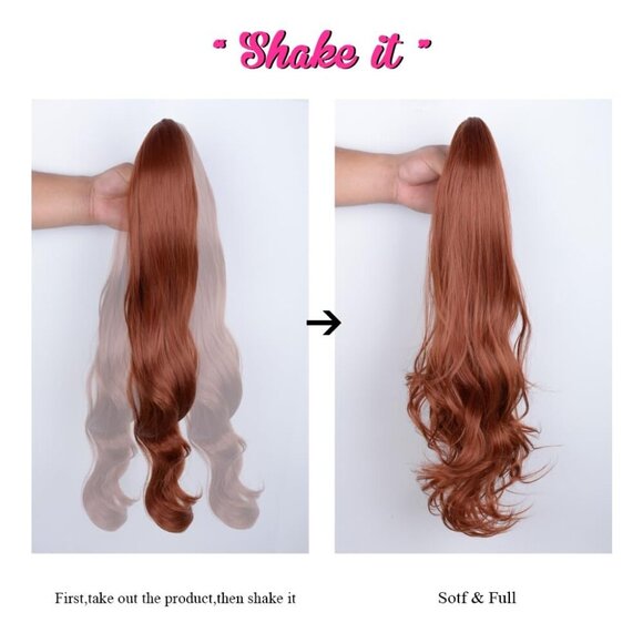 20-inch Synthetic Grey Ponytail Extensions Curly Wavy Clip-In for Women main image 4